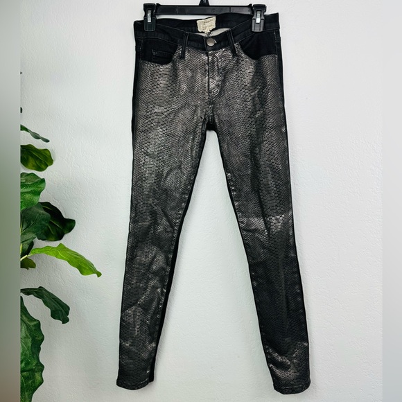 Current/Elliott The Ankle Skinny Matte Black & Gunmetal Coated - Picture 4 of 10